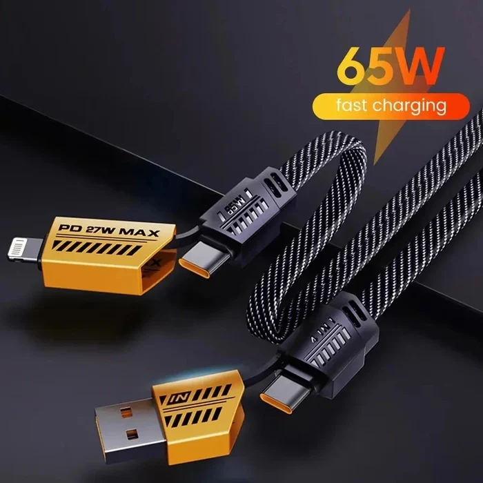 4-in-1 USB C Charging Cable | 65W Fast Charge | Nylon Braided